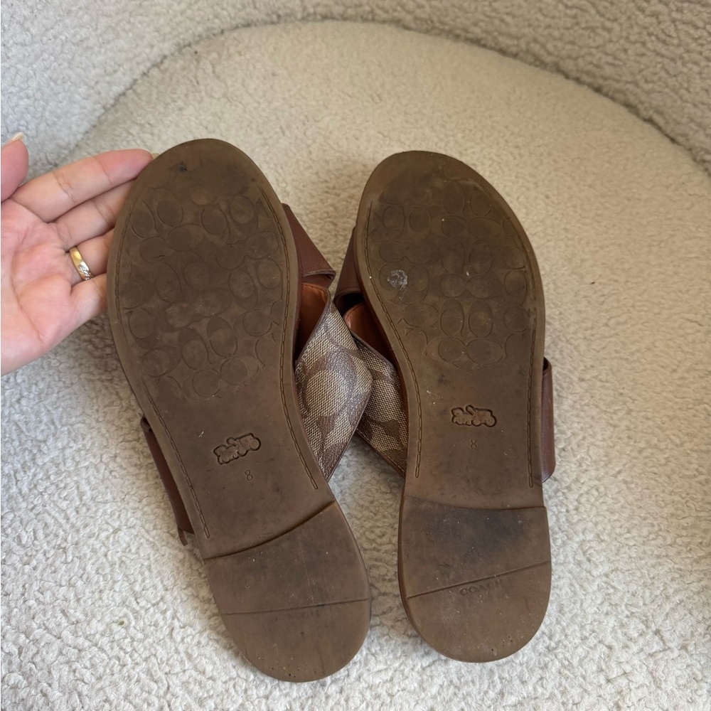 Coach Brown and Tan Slide Sandals | 8B - Picture 5 of 8